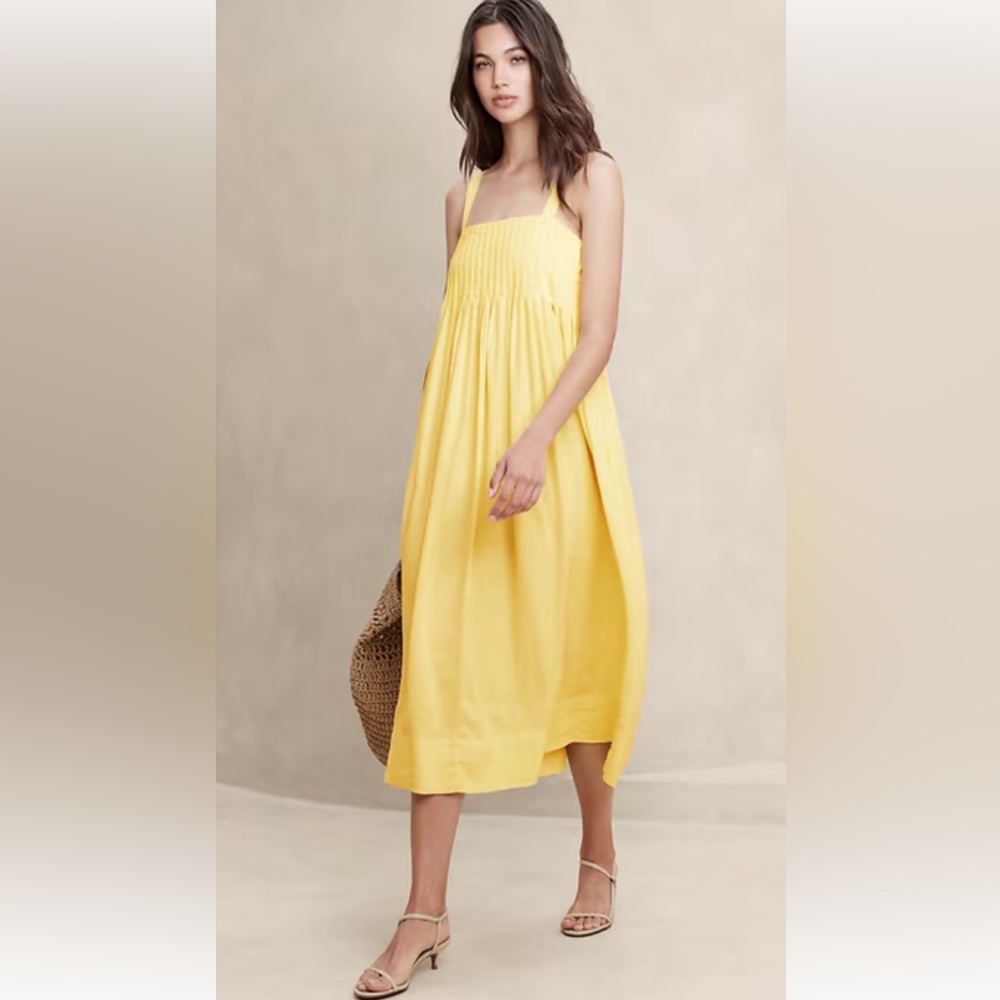 Banana Republic Factory linen-blend drapey midi dress EUC size M
